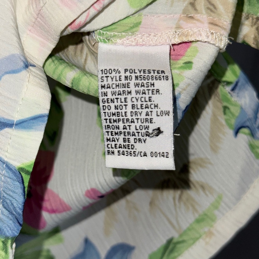 Rare Vintage Tropical Floral Hawaiian Shirt Short Sleeve Button Up Blue Green - Picture 2 of 6